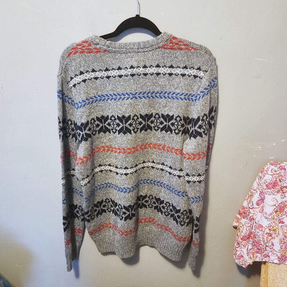 American Eagle Vintage cotton Nordic Snowflake Ski crewneck Long Sweater Men's L - Picture 5 of 7